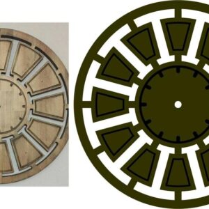 Intra απο ξύλο plywood 3mm-4mm πάχος - Πρότυπο στρογγυλού ρολογιού Δίασταση 30x30 cm Intraeaxys-67wl3y21