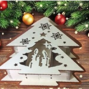 Intra απο ξύλο plywood 3mm-4mm πάχος - Πρότυπο χριστουγεννιάτικου κιβωτίου Δίασταση 30x30 cm Intraeaxys-eoxl32go