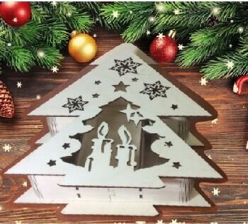 Intra απο ξύλο plywood 3mm-4mm πάχος - Πρότυπο χριστουγεννιάτικου κιβωτίου Δίασταση 30x30 cm Intraeaxys-eoxl32go - Image 1