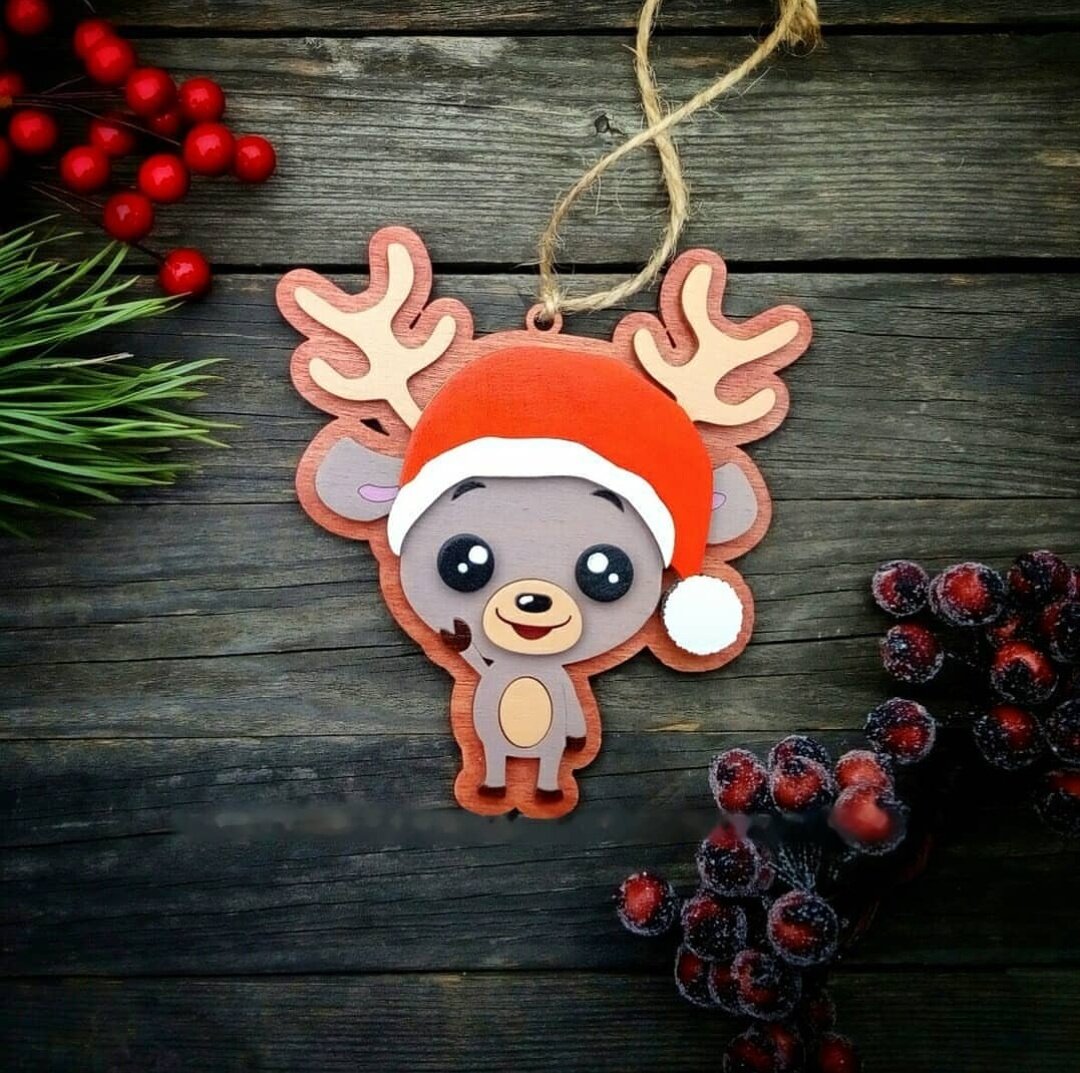 Intra απο ξύλο plywood 3mm-4mm πάχος - Ξύλινο Κρεμαστό Χριστουγεννιάτικο Στολίδι Δίασταση 10x10 cm Intraeaxys-r7vmej27