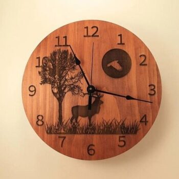 Intra απο ξύλο plywood 3mm-4mm πάχος - Deer Tree Moon Ξύλινο χαραγμένο ρολόι τοίχου Δίασταση 30x30 cm Intraeaxys-joed3n61 - Image 1