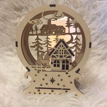 Intra απο ξύλο plywood 3mm-4mm πάχος - Πρωτοχρονιάτικο φωτιστικό Δίασταση 30x30 cm Intraeaxys-51rr0x01 - Image 1