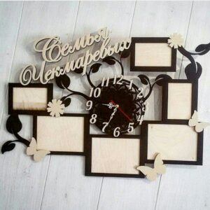 Intra απο ξύλο plywood 3mm-4mm πάχος - Κορνίζες φωτογραφιών με ρολόι Δίασταση 30x30 cm Intraeaxys-m1d62237