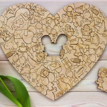 Intra απο ξύλο plywood 3mm-4mm πάχος - Love Heart Shape Puzzle Δίασταση 30x30 cm Intraeaxys-51rr0001 - Image 1