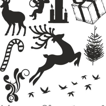 Intra απο ξύλο plywood 3mm-4mm πάχος - Χριστουγεννιάτικο νέο έτος διάνυσμα σύνολο Δίασταση 30x30 cm Intraeaxys-r7vg467d - Image 1