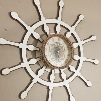 Intra απο ξύλο plywood 3mm-4mm πάχος - Ρολόι τοίχου τιμόνι πλοίων Δίασταση 30x30 cm Intraeaxys-91jdy451 - Image 1