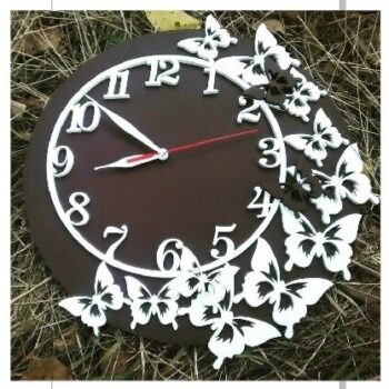 Intra απο ξύλο plywood 3mm-4mm πάχος - Ρολόι τοίχου πεταλούδες Δίασταση 30x30 cm Intraeaxys-e1gkqymo - Image 1