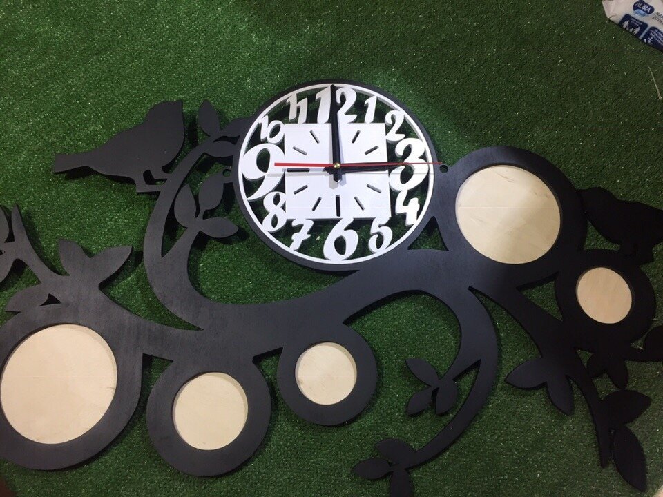 Intra απο ξύλο plywood 3mm-4mm πάχος - Ξύλινο ρολόι τοίχου με κορνίζες Δίασταση 30x30 cm Intraeaxys-zo9ypne7