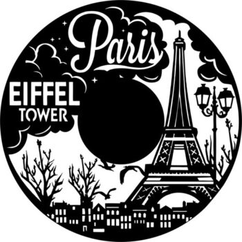 Intra απο ξύλο plywood 3mm-4mm πάχος - Ρολόι δίσκου βινυλίου του Παρισιού Δίασταση 30x30 cm Intraeaxys-075y9rmo - Image 3