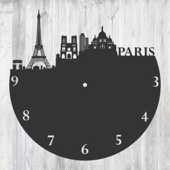 Intra απο ξύλο plywood 3mm-4mm πάχος - Πρότυπο ρολογιού τοίχου βινυλίου του Παρισιού Γαλλίας Δίασταση 30x30 cm Intraeaxys-eo0qj001 - Image 1