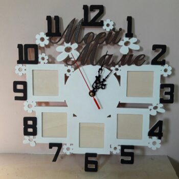 Intra απο ξύλο plywood 3mm-4mm πάχος - Εξατομικευμένο ρολόι τοίχου με κορνίζες Δίασταση 30x30 cm Intraeaxys-075yljko - Image 1