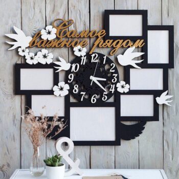 Intra απο ξύλο plywood 3mm-4mm πάχος - Κορνίζες με πρότυπο ρολογιού Δίασταση 30x30 cm Intraeaxys-yon0rzx7 - Image 1