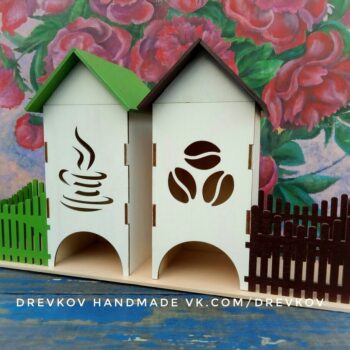 Intra απο ξύλο plywood 3mm-4mm πάχος - Πρότυπο σπιτιών για φακελάκια τσαγιού Δίασταση 30x30 cm Intraeaxys-zo9y3le7 - Image 1