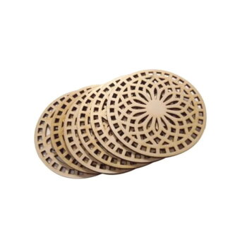 Intra απο ξύλο plywood 3mm-4mm πάχος - Στρογγυλά σουβέρ με floral σχέδιο Δίασταση 30x30 cm Intraeaxys-lopqw567 - Image 3