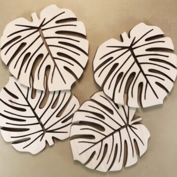 Intra απο ξύλο plywood 3mm-4mm πάχος - Τροπικά σουβέρ με φύλλα Δίασταση 30x30 cm Intraeaxys-078ymvjo - Image 1