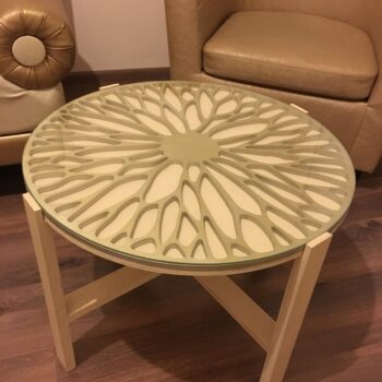 Intra απο ξύλο plywood 3mm-4mm πάχος - Μοντέρνο δημιουργικό στρογγυλό τραπέζι Δίασταση 30x30 cm Intraeaxys-yon0qxp7 - Image 1