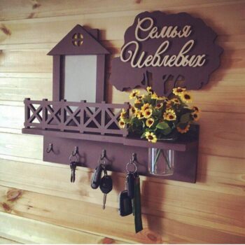 Intra απο ξύλο plywood 3mm-4mm πάχος - Κρεμάστρα κλειδοθήκη για κλειδιά Δίασταση 30x30 cm Intraeaxys-078g2mo5 - Image 1