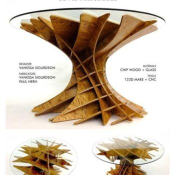 Intra απο ξύλο plywood 3mm-4mm πάχος - Τραπεζάκι σαλονιού Kurves Δίασταση 30x30 cm Intraeaxys-67wl9g31 - Image 1