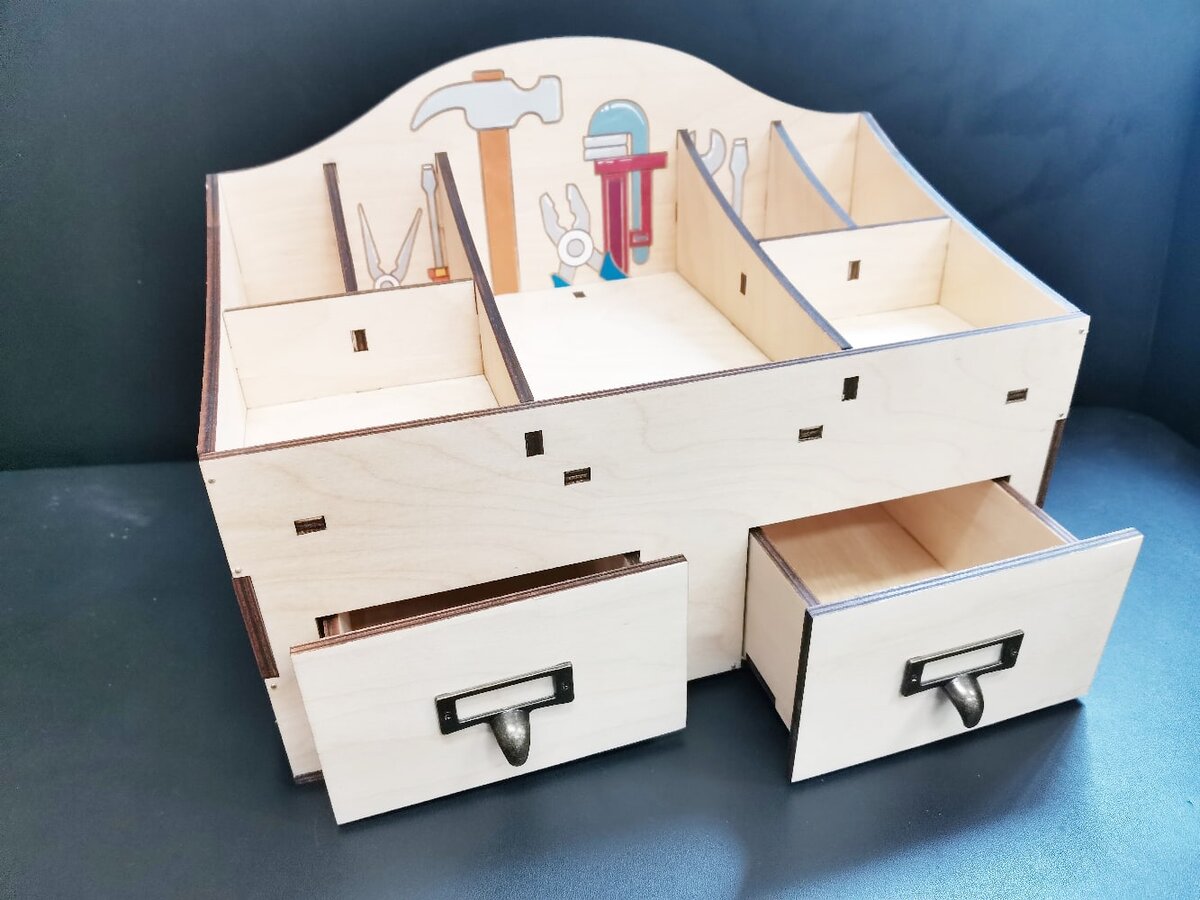 Intra απο ξύλο plywood 3mm-4mm πάχος - Organizer αποθήκευσης εργαλείων πολλαπλών χρήσεων με συρτάρι 6mm Δίασταση 30x30 cm Intraeaxys-91jd2vp1