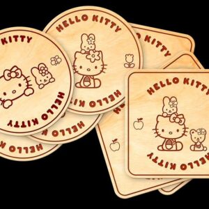 Intra απο ξύλο plywood 3mm-4mm πάχος - Σουβέρ Hello Kitty με κουτί στήριξης Δίασταση 30x30 cm Intraeaxys-lopqdqx7