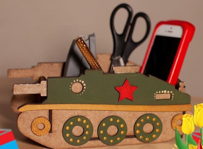 Intra απο ξύλο plywood 3mm-4mm πάχος - Ξύλινο ρεζερβουάρ Shape Desk Organizer Δίασταση 30x30 cm Intraeaxys-pok3x637