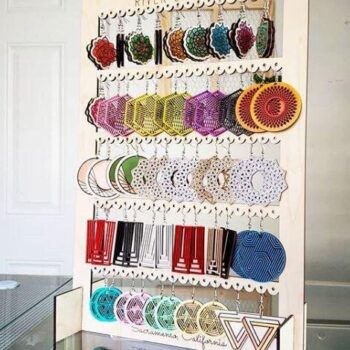 Intra απο ξύλο plywood 3mm-4mm πάχος - Πρότυπο ραφιών οθόνης μεγάλου σκουλαρικιού Δίασταση 3x3 cm Intraeaxys-eo20jyq7 - Image 1