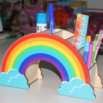 Intra απο ξύλο plywood 3mm-4mm πάχος - Μολυβοθήκη Rainbow Desk Organizer Δίασταση 30x30 cm Intraeaxys-d1lv8pgo - Image 1