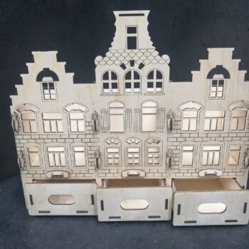 Intra απο ξύλο plywood 3mm-4mm πάχος - Ξύλινη οργάνωση σε σχήμα σπιτιού με συρτάρια Δίασταση 30x30 cm Intraeaxys-eo4qwdd7 - Image 1