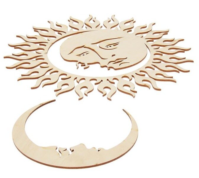 Intra απο ξύλο plywood 3mm-4mm πάχος - Ξύλινο φεγγάρι και ήλιος Δίασταση 30x30 cm Intraeaxys-r1z2pww1