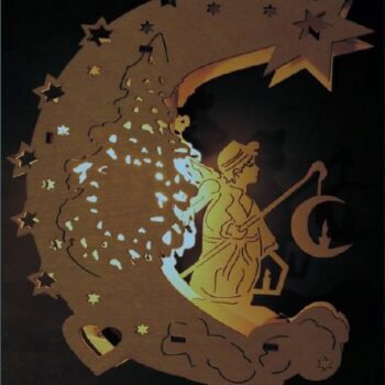 Intra απο ξύλο plywood 3mm-4mm πάχος - Πρότυπο λάμπας φεγγαριού νύχτας Δίασταση 30x30 cm Intraeaxys-m1d62ml7 - Image 1