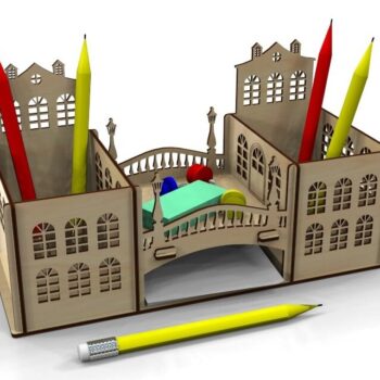 Intra απο ξύλο plywood 3mm-4mm πάχος - Desk Organizer Θέμα Old Town Δίασταση 30x30 cm Intraeaxys-eo20x3l7 - Image 5