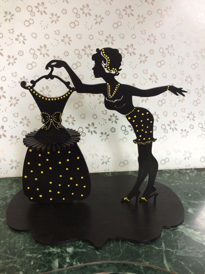 Intra απο ξύλο plywood 3mm-4mm πάχος - Χαρτοπετσέτα Κυρία με Φόρεμα Δίασταση 30x30 cm Intraeaxys-voq2rv6o