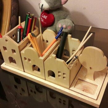 Intra απο ξύλο plywood 3mm-4mm πάχος - City Desk Organizer Cute Desk Organizer Ιδέες Δίασταση 30x30 cm Intraeaxys-p7ymjnp7 - Image 1