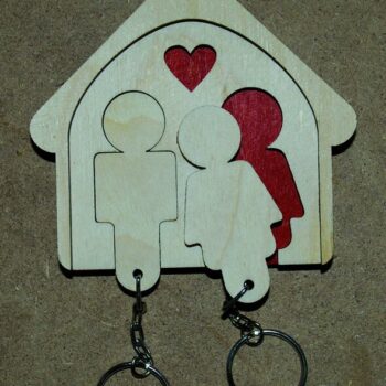 Intra απο ξύλο plywood 3mm-4mm πάχος - Δώρο για ζευγάρια Βάση για μπρελόκ για το δικό του και της Δίασταση 5x5 cm Intraeaxys-eo20vnl7 - Image 1