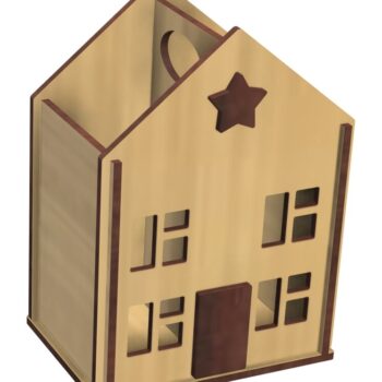 Intra απο ξύλο plywood 3mm-4mm πάχος - Μολυβοθήκη σε σχήμα σπιτιού Δίασταση 30x30 cm Intraeaxys-51rrpv01 - Image 1