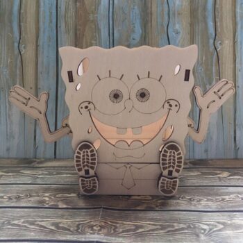 Intra απο ξύλο plywood 3mm-4mm πάχος - Μπομπ Σφουγγαράκης Μολυβοθήκη με Συρτάρι Δίασταση 30x30 cm Intraeaxys-pok3ddj7 - Image 3