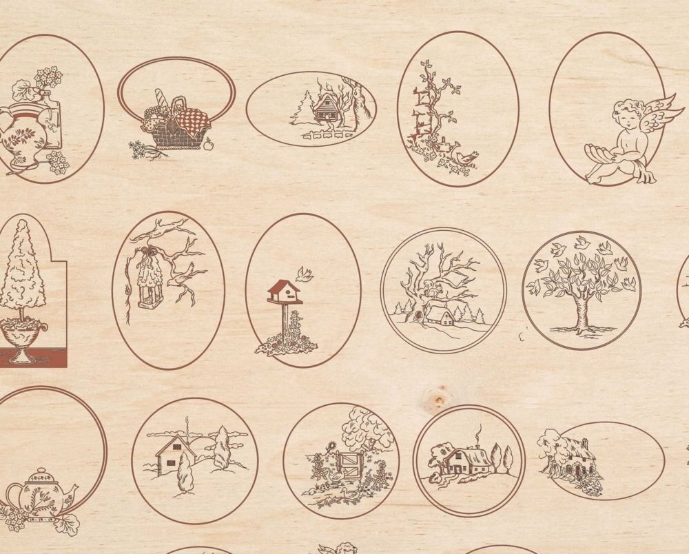 Intra απο ξύλο plywood 3mm-4mm πάχος - Laser Engrave Διακοσμητικά Σχέδια Δίασταση 30x30 cm Intraeaxys-51rr3031