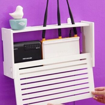 Intra απο ξύλο plywood 3mm-4mm πάχος - Wifi Router Storage Box Ξύλινες αναρτήσεις ραφιών Βάση στήριξης καλωδίων Δίασταση 30x30 cm Intraeaxys-075ymxpo - Image 4