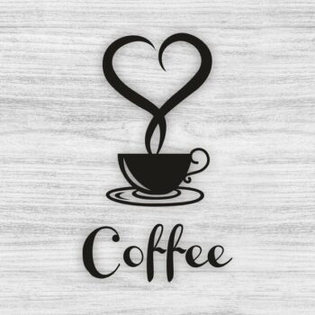 Intra απο ξύλο plywood 3mm-4mm πάχος - Φλιτζάνι καφέ με διακόσμηση τοίχου καρδιάς Δίασταση 30x30 cm Intraeaxys-pok3d497 - Image 1