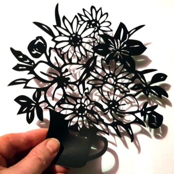 Intra απο ξύλο plywood 3mm-4mm πάχος - Λουλούδια με Βάζο Διακόσμηση σπιτιού Δίασταση 30x30 cm Intraeaxys-eo0qzp01 - Image 1