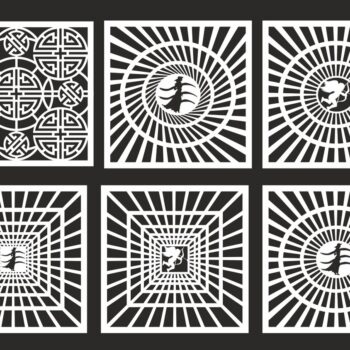 Intra απο ξύλο plywood 3mm-4mm πάχος - Σετ γεωμετρικού τετράγωνου σχεδίου Jali Δίασταση 30x30 cm Intraeaxys-zo96ewok - Image 1