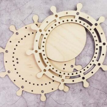 Intra απο ξύλο plywood 3mm-4mm πάχος - Διακόσμηση τοίχου με πλαίσιο τροχού πλοίου Nautical Δίασταση 30x30 cm Intraeaxys-r7vm8227 - Image 3