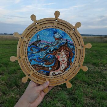 Intra απο ξύλο plywood 3mm-4mm πάχος - Διακόσμηση τοίχου με πλαίσιο τροχού πλοίου Nautical Δίασταση 30x30 cm Intraeaxys-r7vm8227 - Image 4