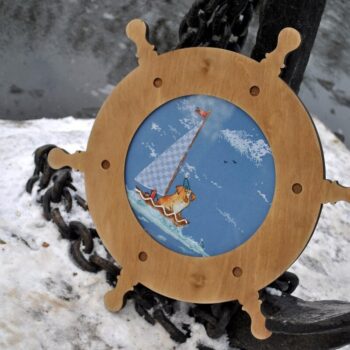 Intra απο ξύλο plywood 3mm-4mm πάχος - Διακόσμηση τοίχου με πλαίσιο τροχού πλοίου Nautical Δίασταση 30x30 cm Intraeaxys-r7vm8227 - Image 5