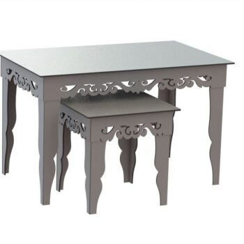 Intra απο ξύλο plywood 3mm-4mm πάχος - Vintage Nesting Tables Pair CNC Router Δίασταση 30x30 cm Intraeaxys-r7vm5g57 - Image 1