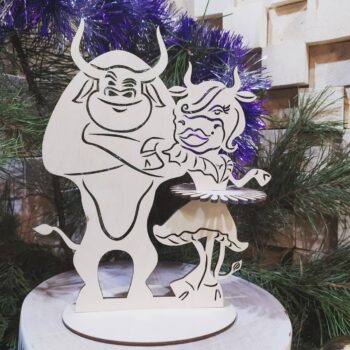 Intra απο ξύλο plywood 3mm-4mm πάχος - Κάτοχος χαρτοπετσέτας Ταύρος και η φίλη του Δίασταση 30x30 cm Intraeaxys-yon0lm27 - Image 1