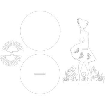 Intra απο ξύλο plywood 3mm-4mm πάχος - Γυναίκα με χαρτοπετσέτα που στέκεται στον κήπο των λουλουδιών Δίασταση 30x30 cm Intraeaxys-ro6y4nm7 - Image 1