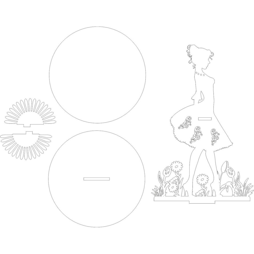 Intra απο ξύλο plywood 3mm-4mm πάχος - Γυναίκα με χαρτοπετσέτα που στέκεται στον κήπο των λουλουδιών Δίασταση 30x30 cm Intraeaxys-ro6y4nm7