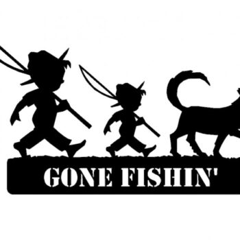 Intra απο ξύλο plywood 3mm-4mm πάχος - 2 αγόρια που ψαρεύουν και ο σκύλος έφυγε από το ψάρι Δίασταση 30x30 cm Intraeaxys-m1d5nxok - Image 1