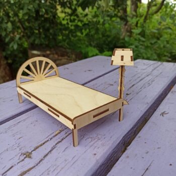 Intra απο ξύλο plywood 3mm-4mm πάχος - Μινιατούρες Έπιπλα Κρεβατοκάμαρας Μονό Κρεβάτι Δίασταση 30x30 cm Intraeaxys-lopq4mk7 - Image 1